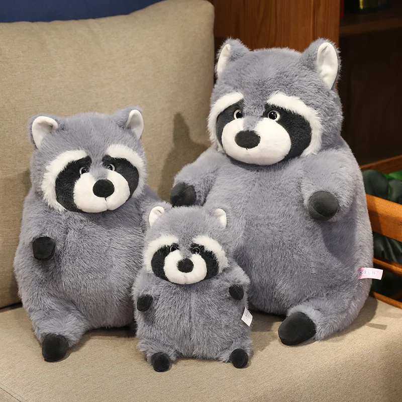 Artificial Fat Raccoon Plush Doll Grey Round Raccoon Animal Plush Toy Super Soft Christmas Gift For Boys And Girls