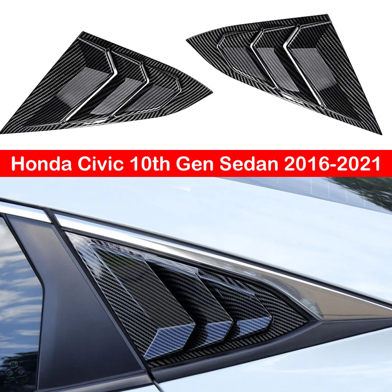 thumbnail image 2 of Honda Civic 10th Gen Window Louvers 2016-2021 - Carbon Fiber Red Style Exterior Upgrade 2 of 5