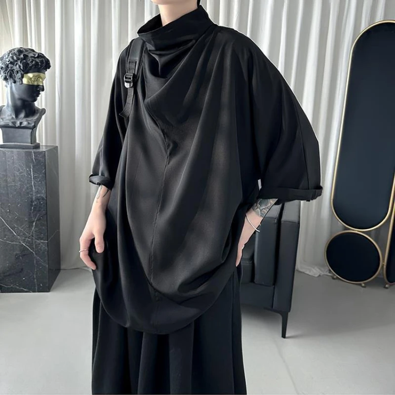Y2k 블랙 하라주쿠 Techwear 남성 의류 세련된 고딕 펑크 힙합 streetwear 크리 에이 티브 남성 t 셔츠 일본 애니메이션 의류