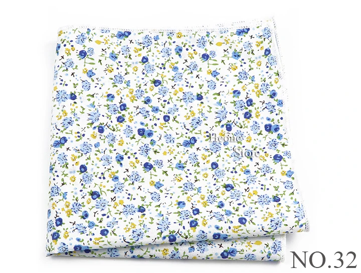 Neue schöne Blumen druck Hankerchief Baumwolle rosa blau lila Taschen tücher für Männer Hochzeits feier täglich tragen Accessoires Geschenk – Detail 33