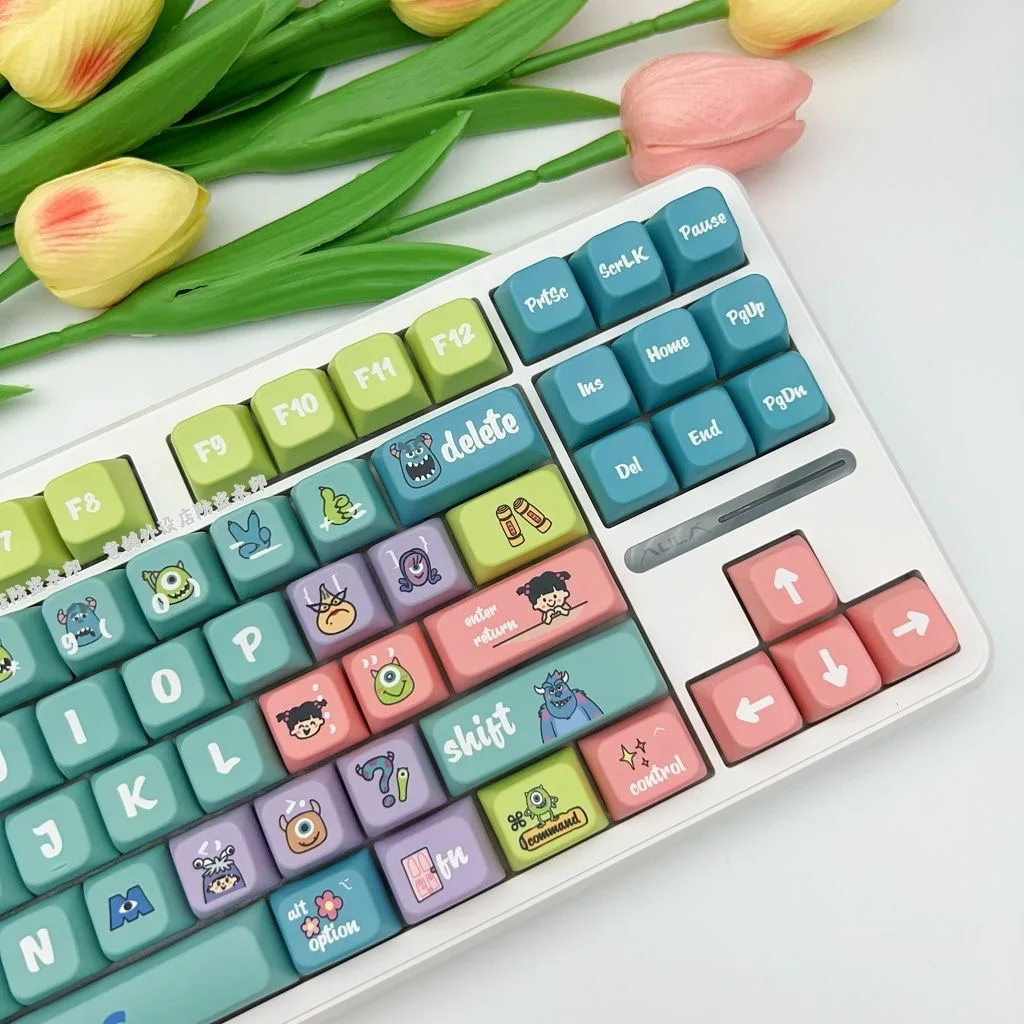 Cute Cartoon Keycap Conjunto para Teclado Mecânico Mda Keycaps Pbt Moa Altura Faça Você Mesmo Criativo 61 87 104 108 - Imagem 4