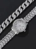 2PCS Silver Round Quartz Watch Women Luxury Silver Stainless Steel Gift Watch + Jewelry Set 3