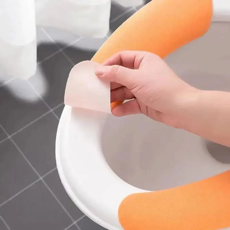 Reusable Warm Flannel Toilet Sticker Toilet Seat Covers Washable Seat Filling Bathroom Mat Cover 2Pc/set Universal