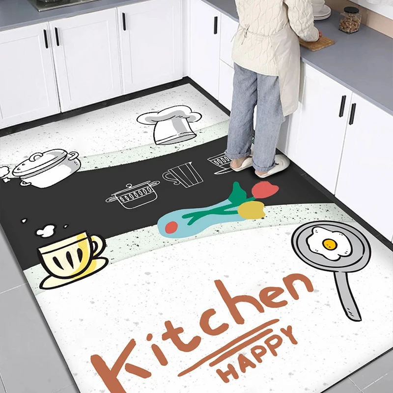 

Waterproof Floor Mat for Kitchen Decoration Non-slip Home Carpet Food Cartoon Rug Leather Entrance Door Mats Alfombra Cocina Pvc