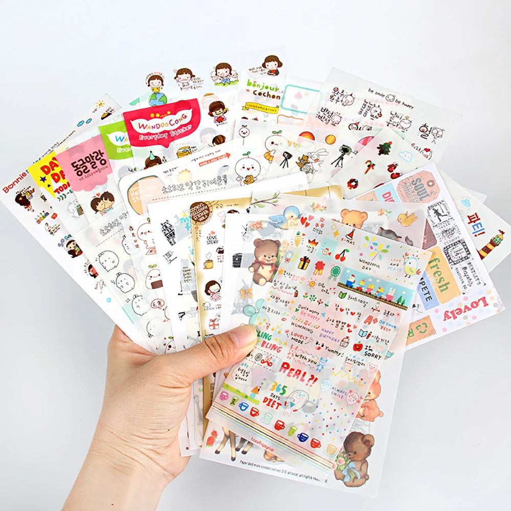 1 Piece of 6 Cartoon Creative Stickers PVC Cute Stickers Cell Phone Cup Travel Diary Scrapbook Decorative Stickers Stationery