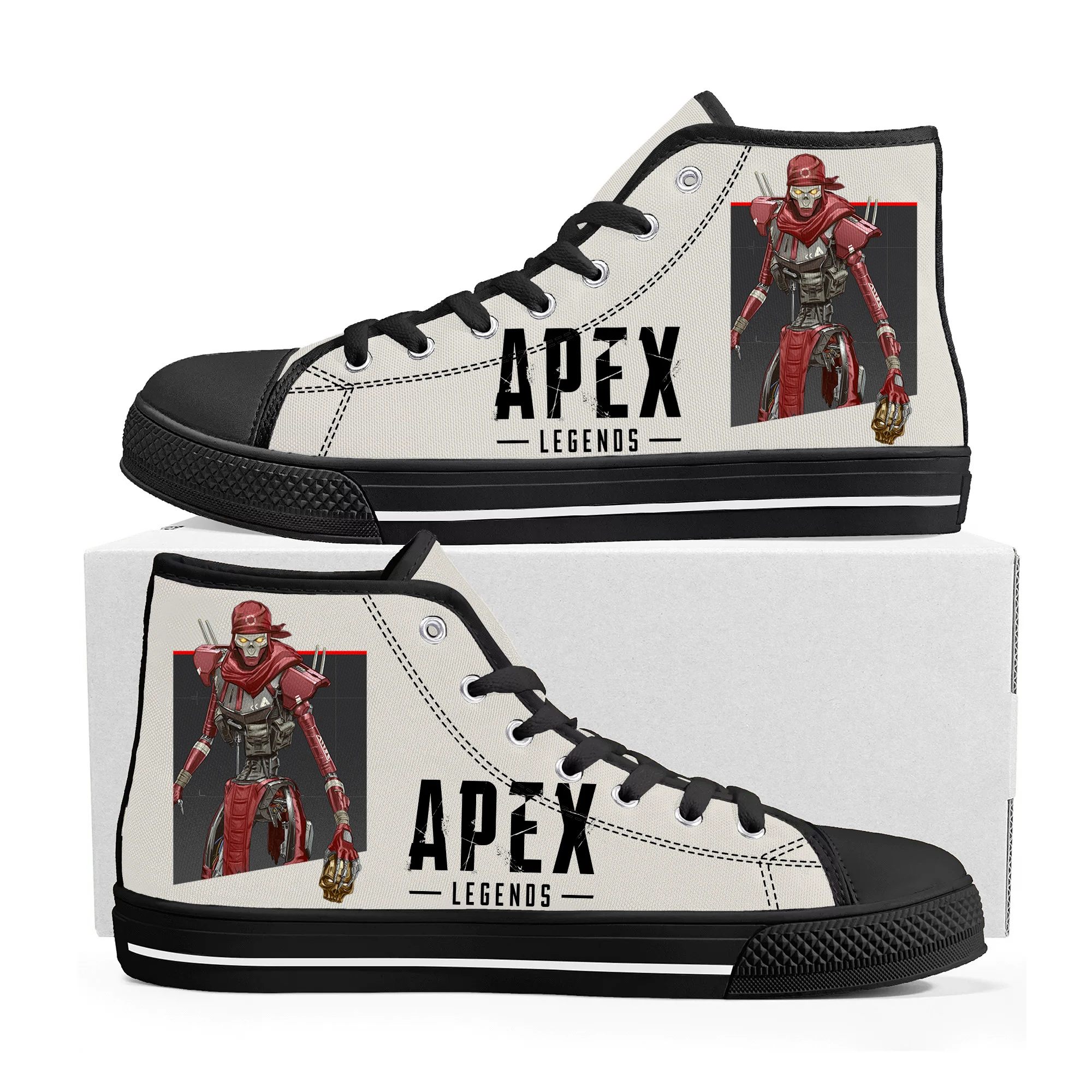 

Высокие кроссовки Apex Legends из мультфильма для мужчин и женщин, холщовые Сникеры для подростков, обувь для пар, изготовленные на заказ