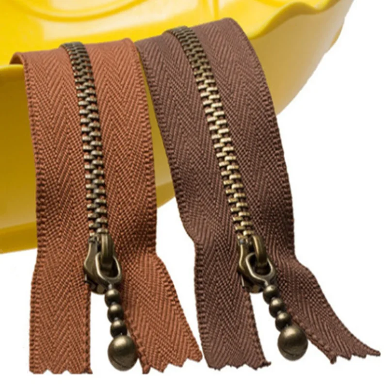 New 10pcs 3# Nylon Bronze Lockless Four Bead Luggage Clothing Shoes Boots Metal Zipper Head