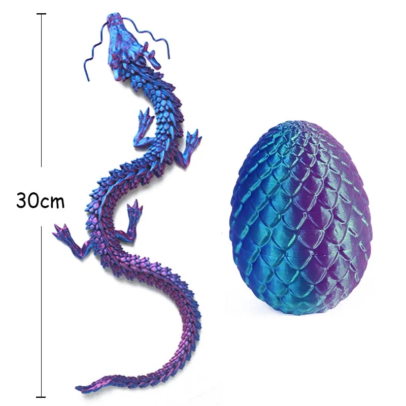1/2PCS 3D Printed Dragon with Egg Articulated Dragon Full Body Joints Can Move Rotatable Articulated Desktop Creative Kids Toys