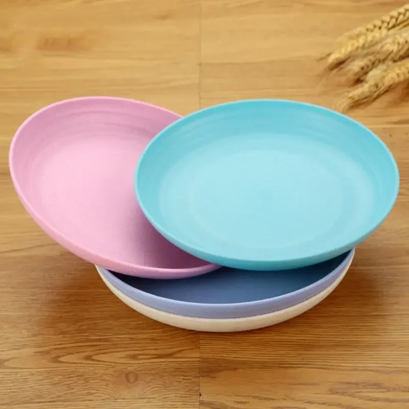 1 Set of 4 Wheat Straw Dishes Safe and Non-toxic Strong and Resistant To Falli Dinner Set Plates Dishes