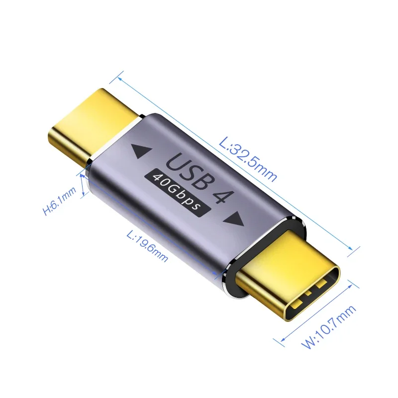 90-Grad-USB-C-Konverter Thunderbolt 4-Typ-C-Adapter, Buchse auf Stecker, rechtwinkliger Ellenbogen, USBC-Kopfhörer, Audio-Daten-Lade-Extender – Detail 4