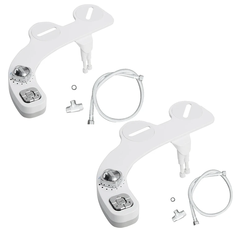 Bidet Attachment Sprayer For Toilet Non-Electric Self-Cleaning Dual Retractable Nozzles Adjustable Water Pressure