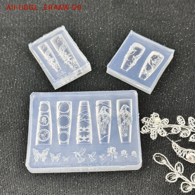 원피스 공작새 3D 엠보싱 실리콘 예술적 네일 디자인 DIY 매니큐어 몰드