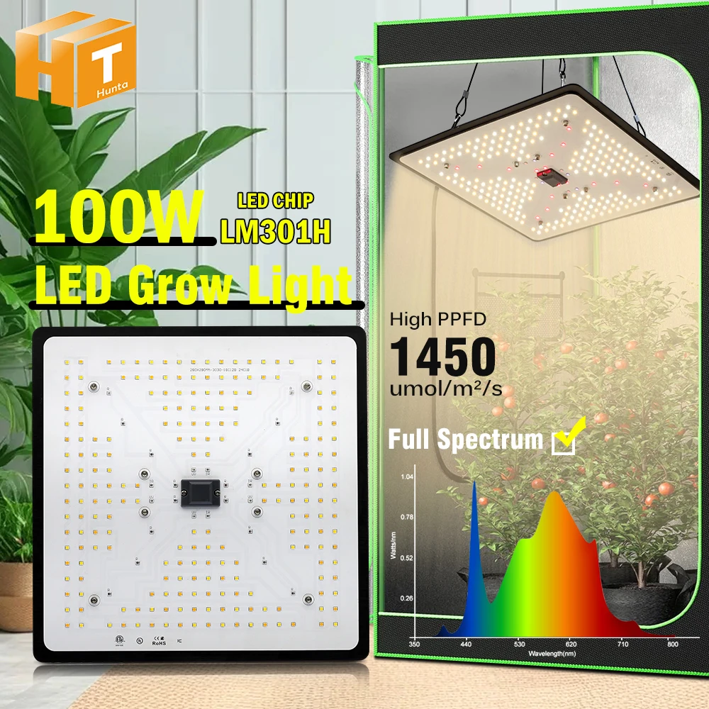 100W Full Spectrum LED Grow Light LM301H Growing Lamp Sunlike Quantum ...