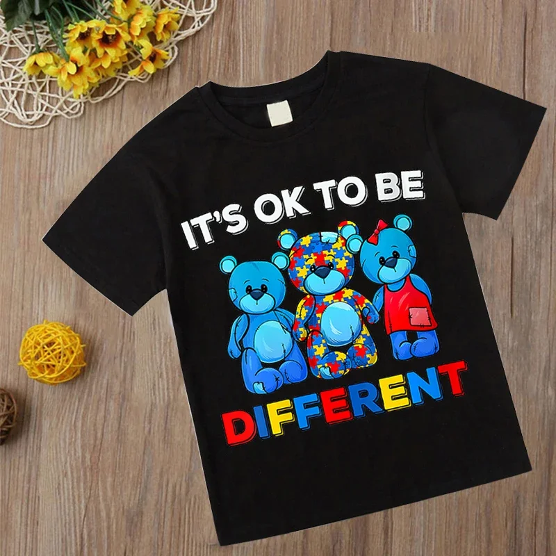 autism Boys T Shirt Short Sleeves Cotton Tops Girls Baby Children Clothing Summer Tshirt Dinosaur Tee Toddler Clothes 2-14 Years 6