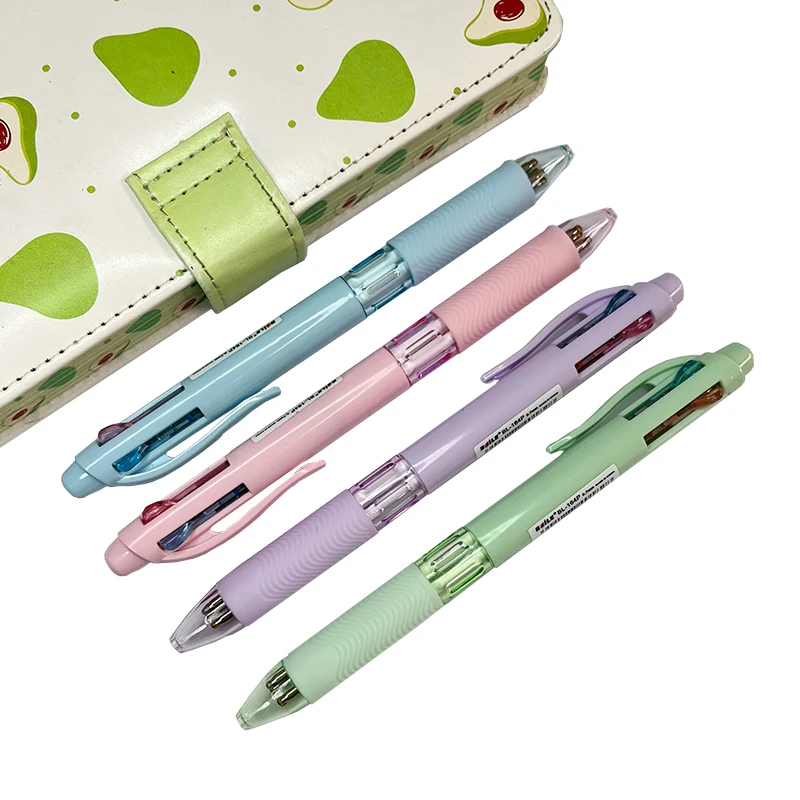 Stylos à bille multicolores mignons 4 en 1, stylos à bille à encre