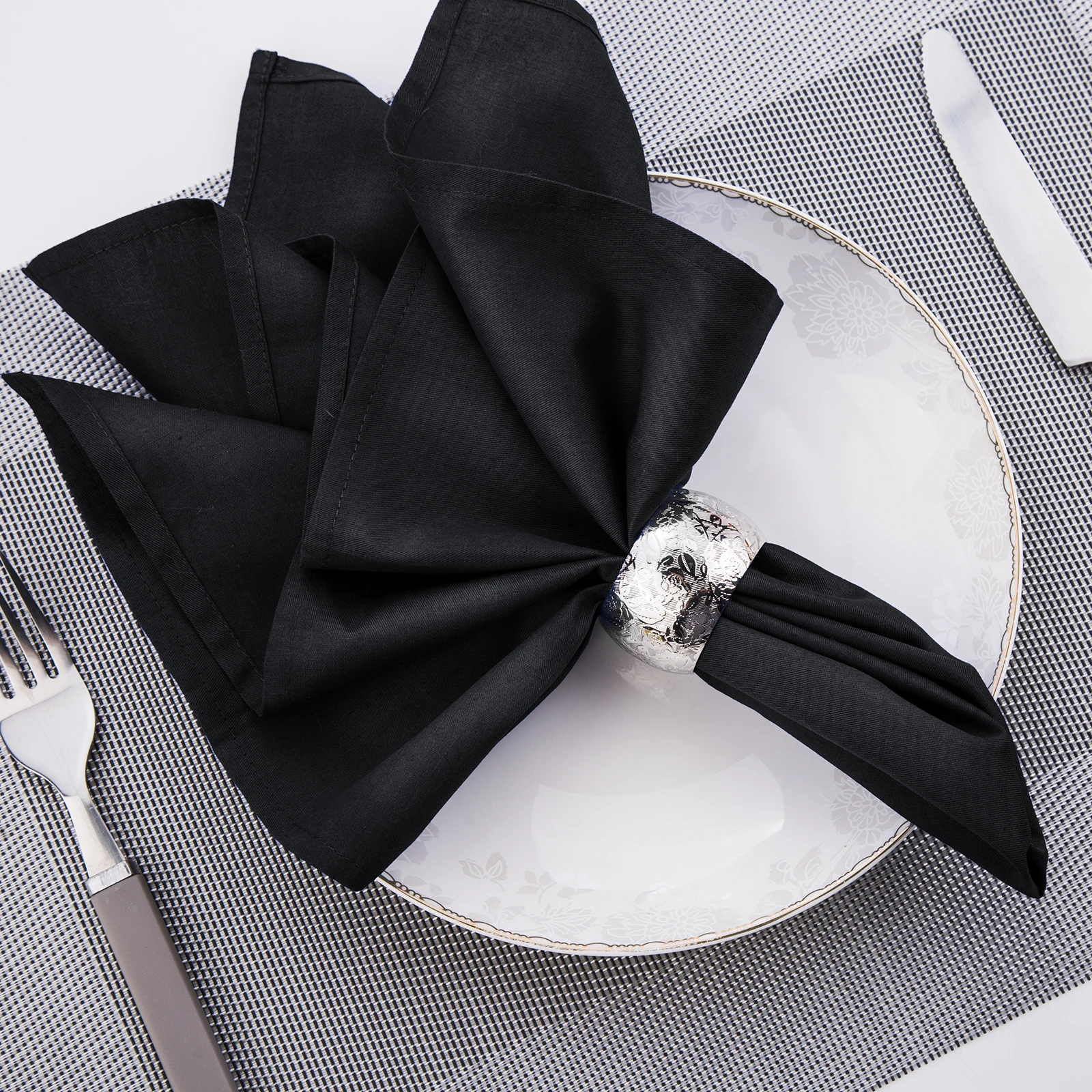 Polyester napkins Cloth Polyester Napkins Washable Dinner Fabric Napkins Hemmed Edges Parties Weddings Holiday Pack of 12