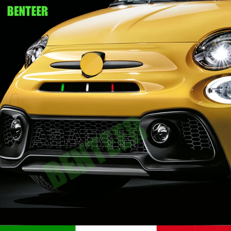 Italia Italiano Auto Griglia Anteriore Bandiera Adesivo Decalcomania Strisce Per Fiat 500 Abarth Sport 595 695 Accessori Auto
