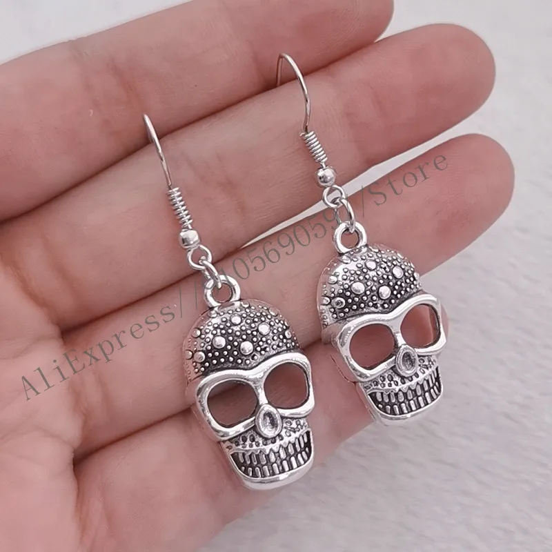 Boucles D'oreilles Pendantes Crâne Squelette - Acrylique Noir - Style Gothique Punk Halloween - Cadeau Pour Femmes Et Filles