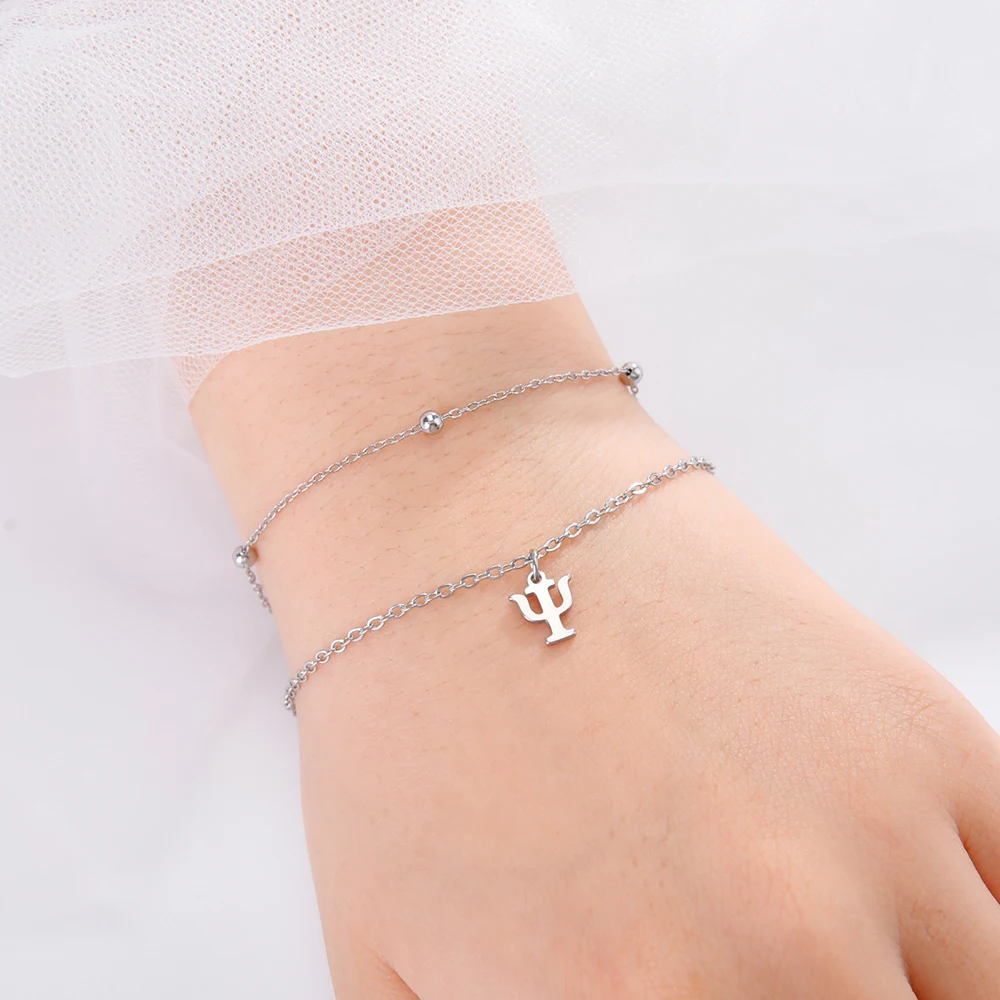 Dawapara Griekse Letter Alfabet Bedelarmband Psychologie Psi Symbool Wiskunde Symbool Rvs Stalen Sieraden