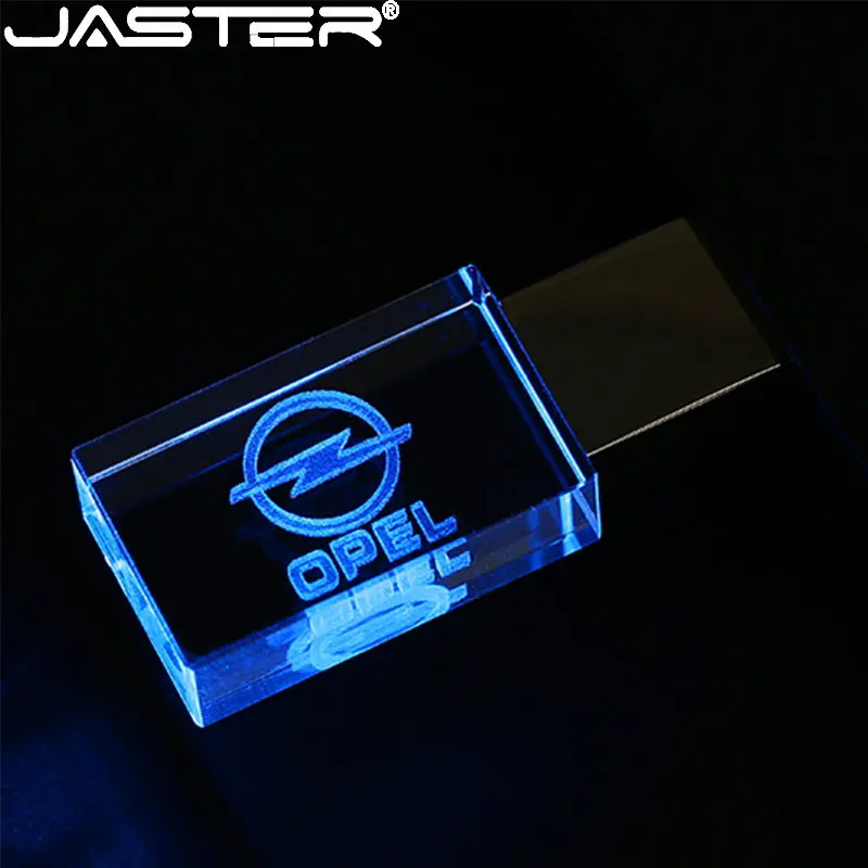 Jaster Criativo Cristal Usb Flash Drives 2.0 128gb com Luzes Coloridas de 64gb Azul Vermelho Presente Pen Drive Memory Stick Personalizado - Imagem 4
