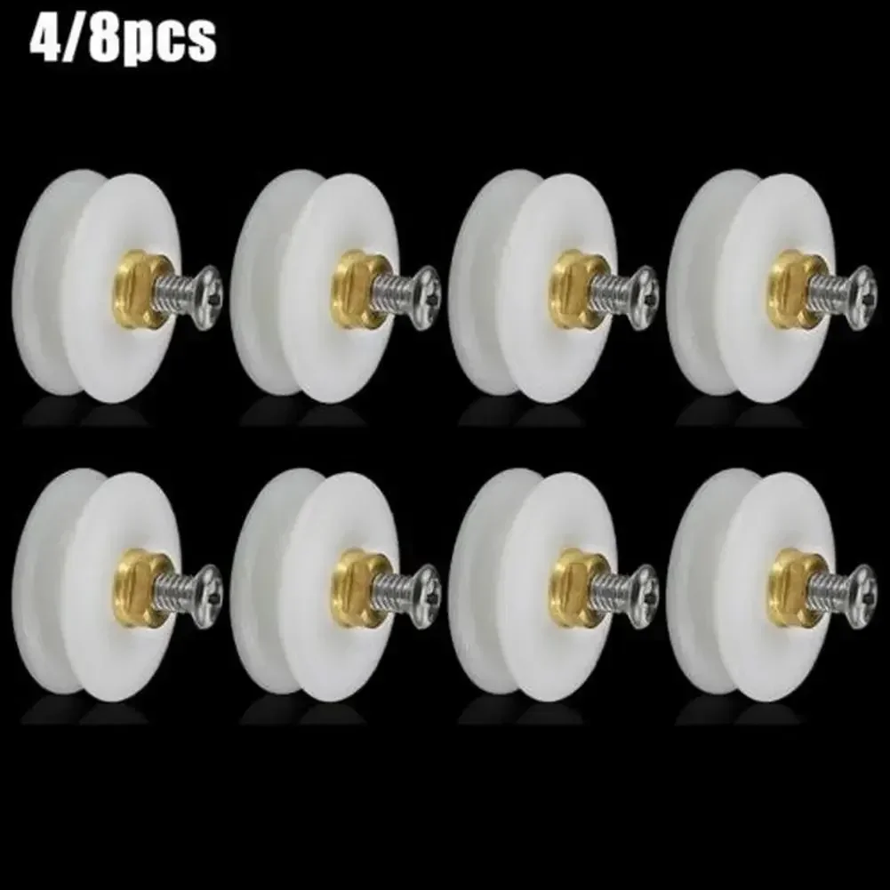 4/8pcs Shower Door Rollers / Runners / Wheels Grooved 22mm Diameter Shower Sliding Door Wheel Runner Pulley Parts Roller
