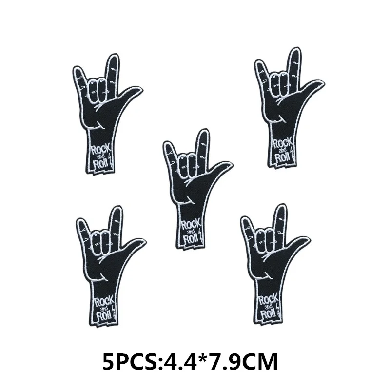 5 Teile/los Punk Stickerei Patches auf Kleidung Streifen DIY Eisen auf Patches für Kleidung Abzeichen Aufkleber Kreuz Geist Appliques – Detail 12