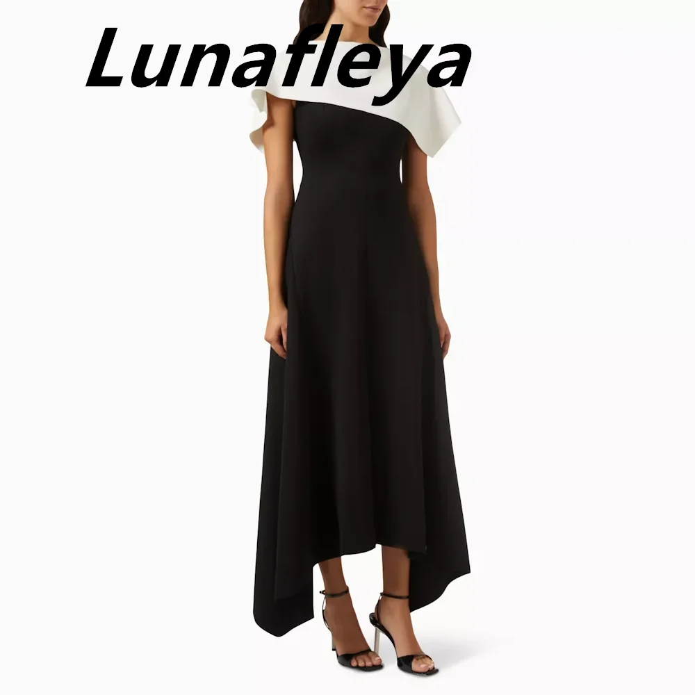 

LUNAFLEYA Sleeveless Formal Evening Dress With Cape Tea-Length Fashion Asymmetrical Formal Dress Summer Prom Party Gown 2024