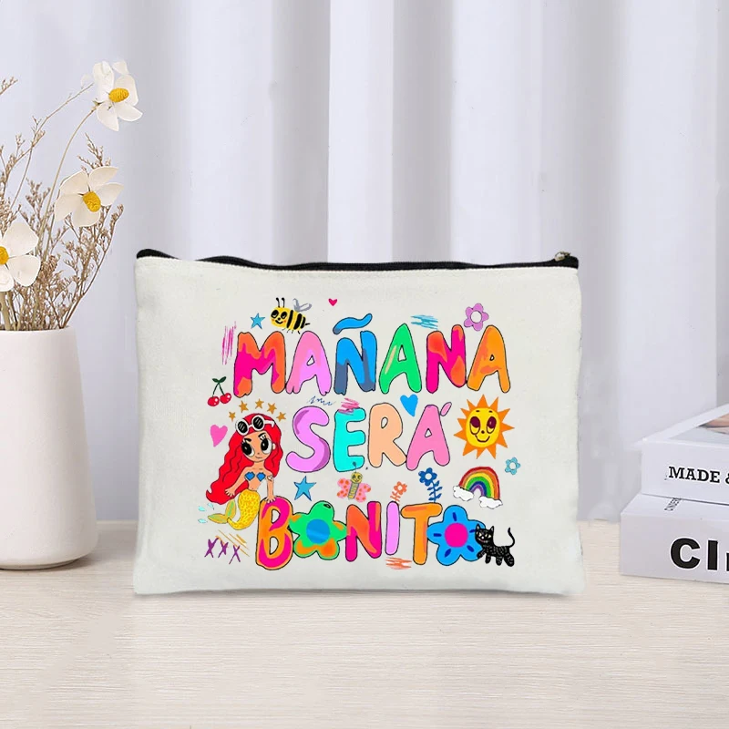 Mermaid Pattern Makeup Bag Karol G Manana Sera Bonito Large Capacity Cosmetic Bags Makeup Pouch Women Washbag Toiletry Pouch