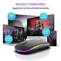 Wireless Mouse Bluetooth and 2.4GHz Dual Modes Rechargeable RGB Ergonomic Silent Click for PC iPad Laptop Cell Phone TV 6