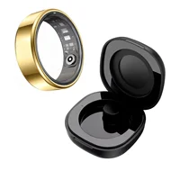 R09 Smart Ring Men Women with Charging Case,Heart Rate Blood Oxygen,Skin Temperature Monitor,5ATM Waterproof For Android iOS 1