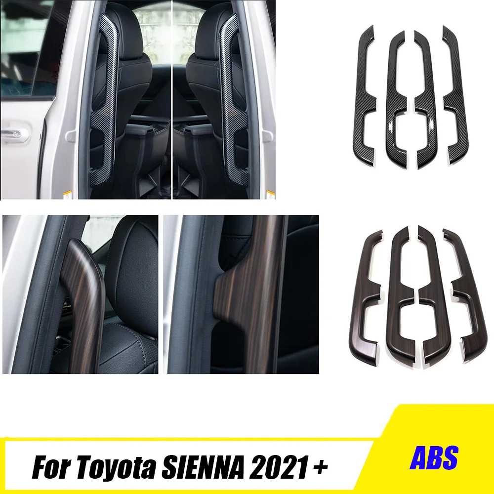 

For Toyota SIENNA 2021 2022 2023 LHD ABS Plastic Carbon Inner Rear Door Armrest decoration Frame Sticker Cover Trim Accessories