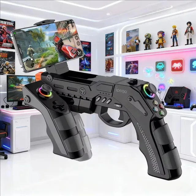 IPEGA Wireless Game Gun PG-9257 for PS4/PS3/Android/iOS/Switch/PC with Gyro,Vibration,Rapid Fire&RGB Lighting Game Accessories 1