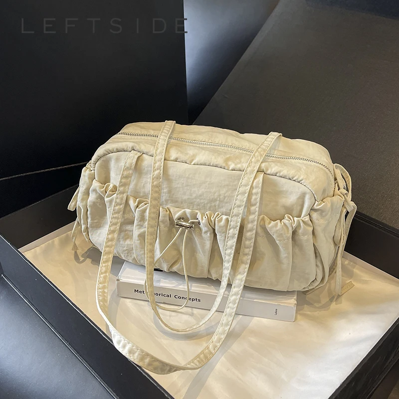

Женская Мягкая тканевая сумка через плечо LEFTSIDE, модная однотонная сумка в Корейском стиле Y2K, 2024