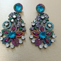 Bilincolor Attractive Colorful Zircon Flower Earrings For Gift or Party 6