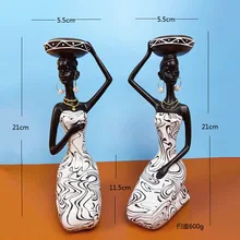  2Pcs Retro Resin Candle Holders African Candlestick Decoration  Candlesticks Home  Christmas Wedding Decor 