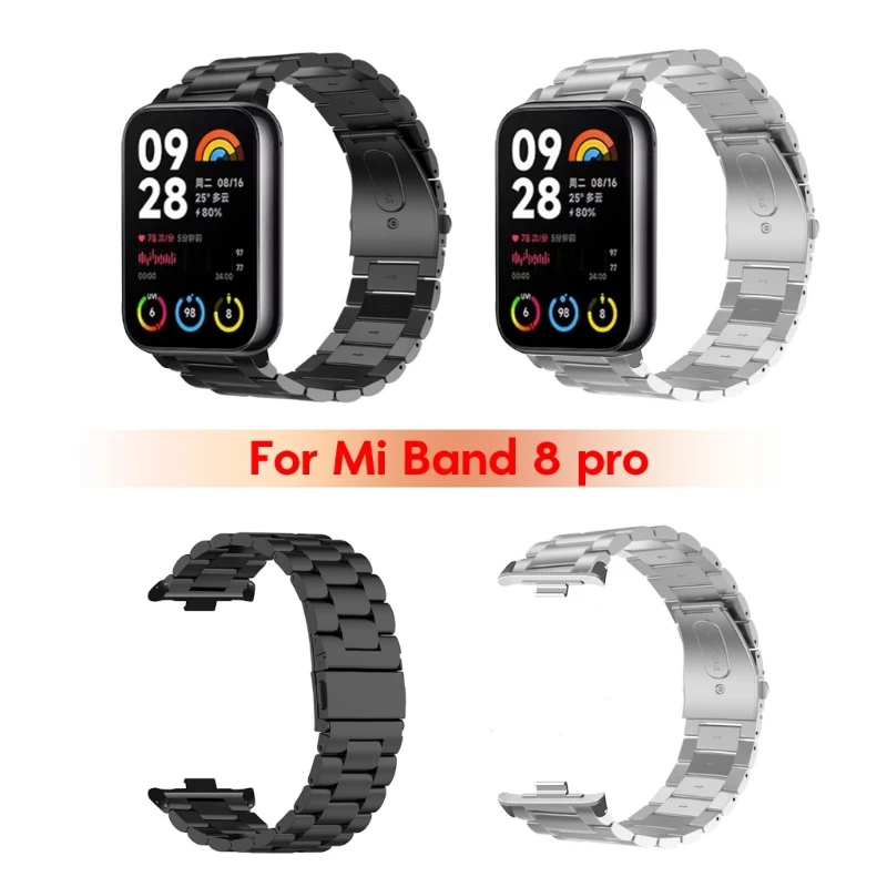 

For MiBand 8 Smartwatch Adjustable Sports Band Wristband Bracelet Stainless P9JB