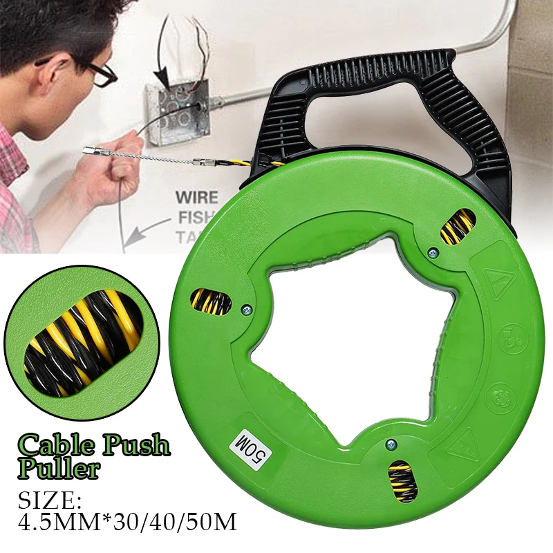 Description Picture 4 of item30/40/50M 4.5mm Fish Tape Electric Cable Puller Reel Puller Conduit Duct Rodder Portable Non-conductive Fast Wire Pulling Tool