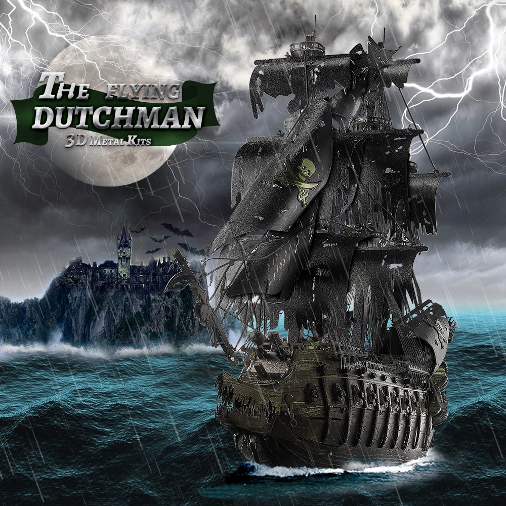 Piececool 3D Metal Puzzle The Flying Dutchman Model Building Blocks Pirate Ship Jigsaw for Teens Brain Teaser DIY Toys 2