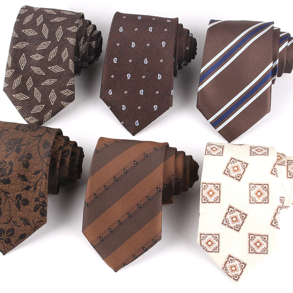 Floral Ties For Men Women Brown Color Neck Tie For Party Business Suit Striped Neckties Wedding Neck Tie Groom Gifts neck tie