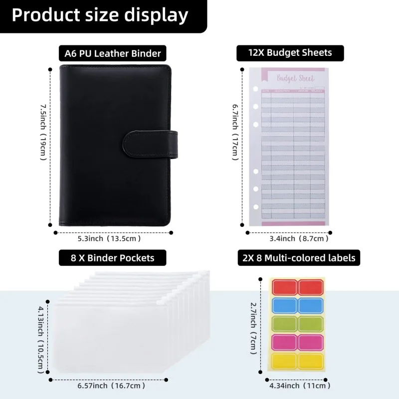 budget binder A6 PU leather budget binder with cash envelopes pockets zip small French budget pouch binder for saving money planner organizer