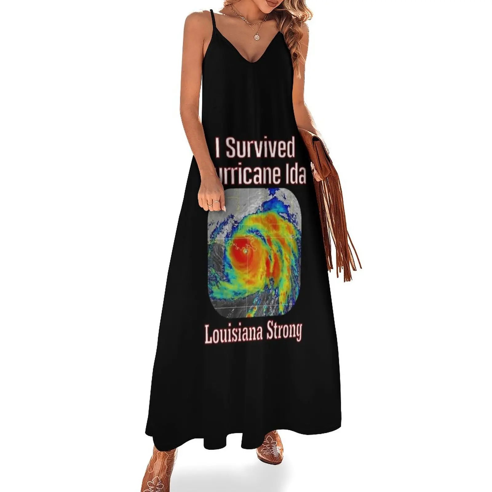 

New I Survived Hurricane Ida Louisiana Strong Sleeveless Dress Women's skirt women's summer jumpsuit summer dress korean women