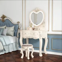Table de toilette de style européen pour chambre à coucher, petite table de toilette multifonctionnelle moderne et minimaliste pour appartement 2
