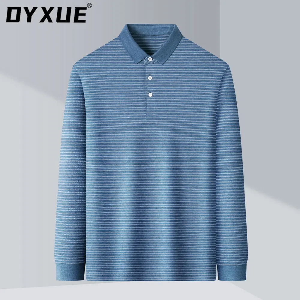 

High End Luxury Stripe 2022 Autumn New Polo Shirt Men's Classic Long Sleeve Base Coat Trend Casual Lapel Long Sleeve T-shirt Men