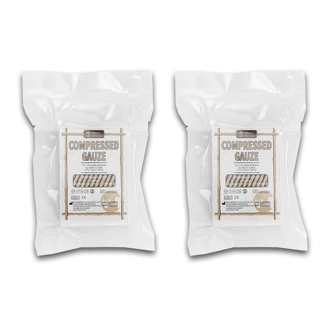 RHINO RESCUE  Sterile Compressed Gauze for Emergency Wound Dressing, First Aid and Trauma Kit 2pcs