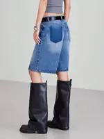 American Retro Style Five-Piece Denim Shorts for Women - Summer Spring 2025 Collection - High-Waisted  Loose-Fitting  Slimming - Image 4