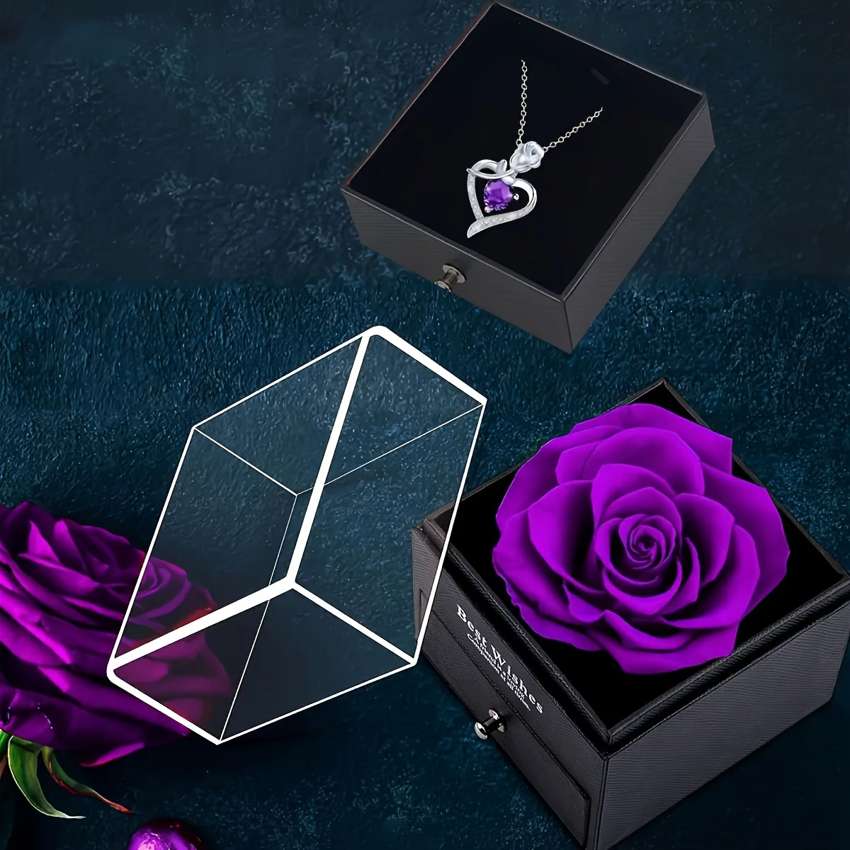 Rose Mom Herz Anhänger Halskette, Freundin Liebe Schmuck Geschenk für Mama, Frau, Liebhaber, Tochter, Valentinstag, Muttertag – Detail 2