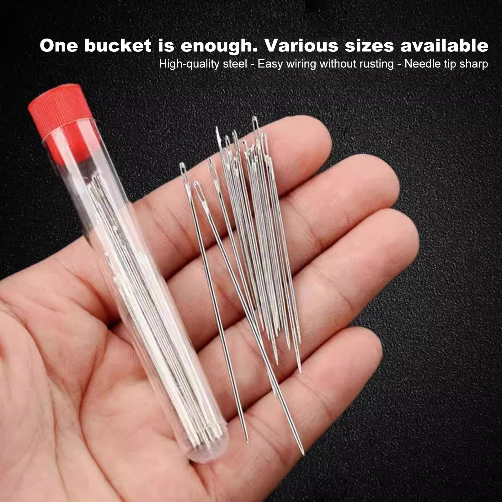 31/34/36/37PCS Stainless Steel Big Eye Steel Sewing Needles Kit Needles Thread Hand Professional Repair Tools for Beginners