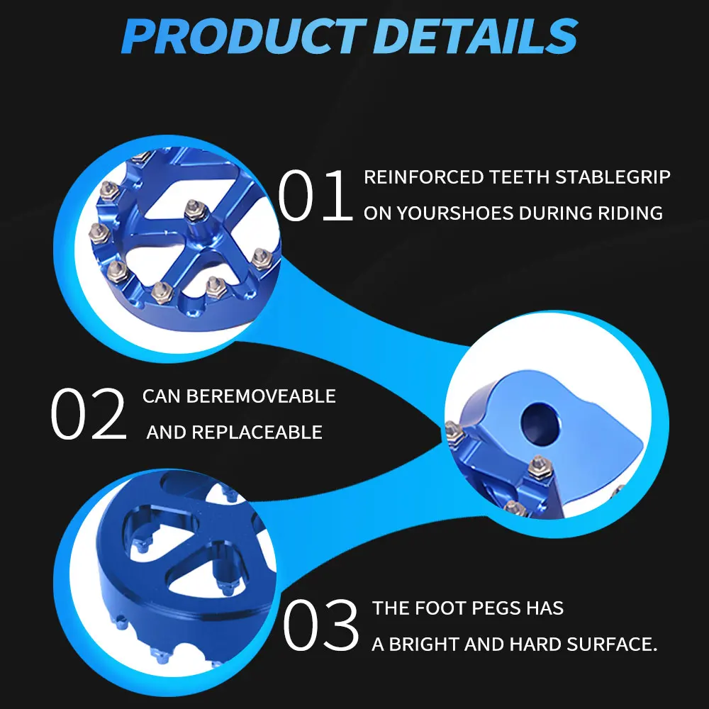 Motorcycle Accessories Motorcycle Foot Pedals Motorcycle Footrests CNC Foot Pegs Footpeg Pedals FootRest For YAMAHA YZ 65 85 125 250 125X 250X 250FX 450FX WR 250F 450F YZF WRF 250 450