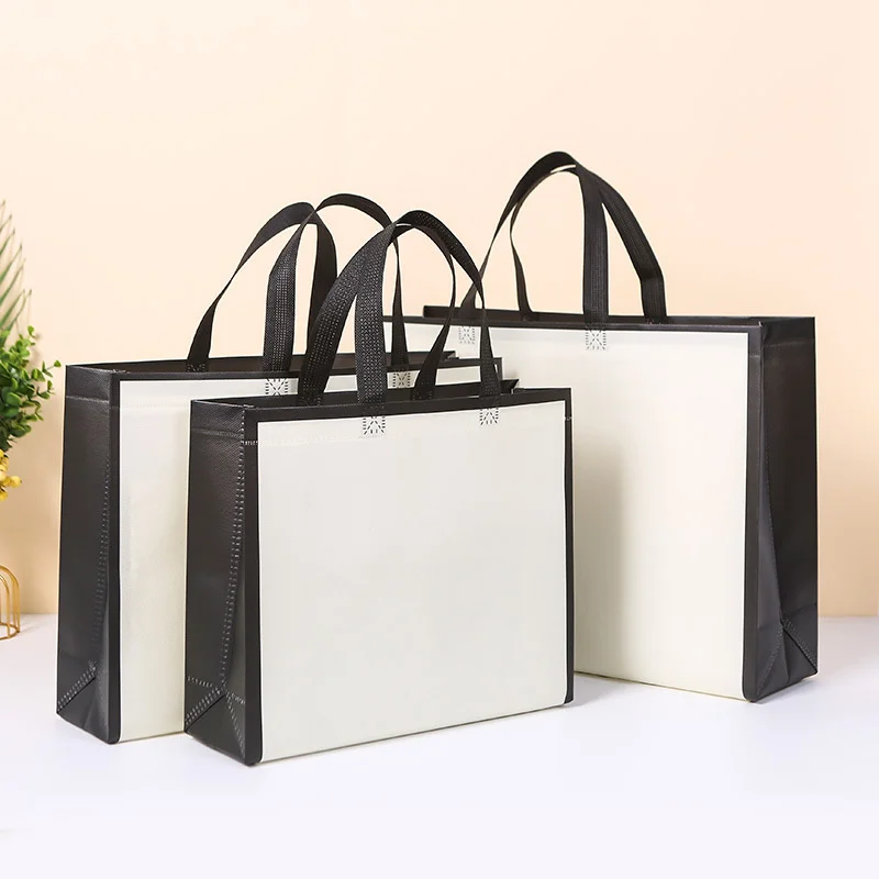 StoBag 50pcs Wholesale Non-woven Tote Bags Shopping Portable Fabric Gift Clothes Packaging Reusable Pouch Custom Logo(Extra Fee) 4