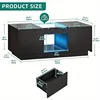 LED Coffee Tables Rectangle Center Table with Charging Station & Storage Drawers 3